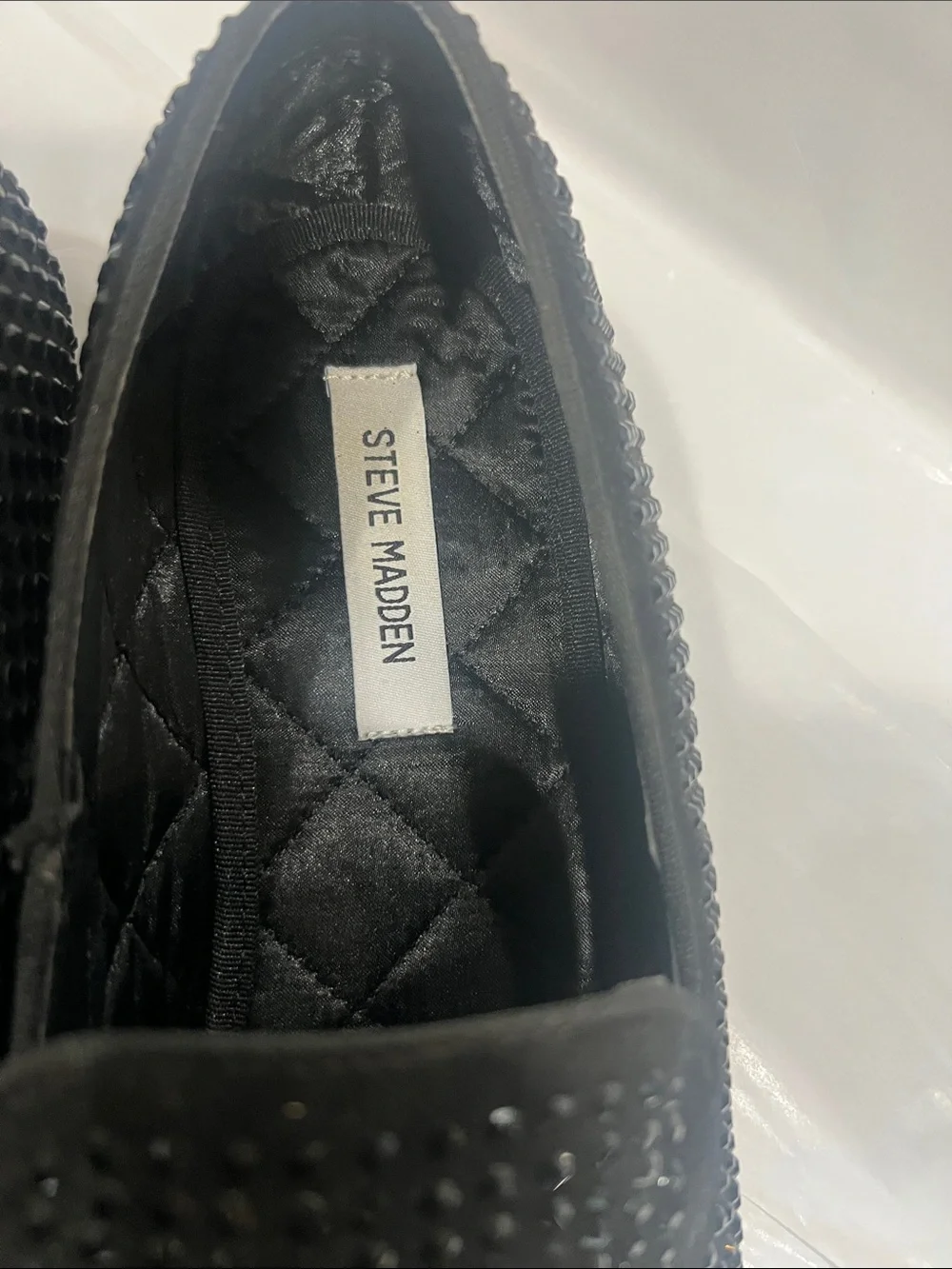 Steve Madden Black Dazzlee Studded Slip-On Loafers